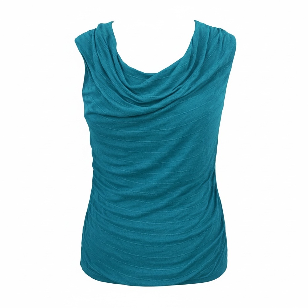 Blue Ruched Sleeveless Tank Top